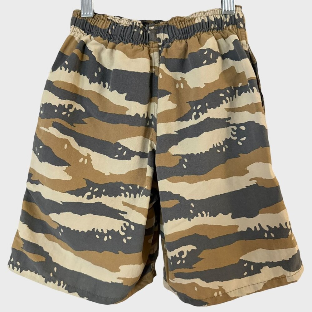 Patagonia Baggies Longs Hybrid Shorts Tan Tiger Camo Boy's Small Swim Gorpcore - Picture 4 of 9